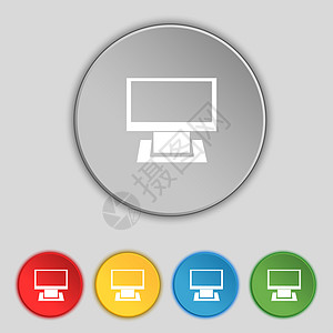 计算机宽屏监视器符号图标 设置彩色按钮 现代用户界面网站导航创造力展示网络插图屏幕圆圈邮票电脑质量电视图片