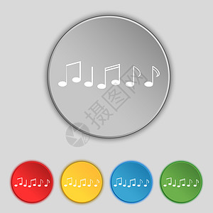 音乐音符符号图标 音乐符号 设置彩色按钮徽章海豹钥匙质量旋律插图标签令牌笔记邮票图片