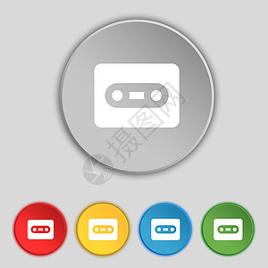 Cassette 图标符号 五个平板按钮上的符号图片
