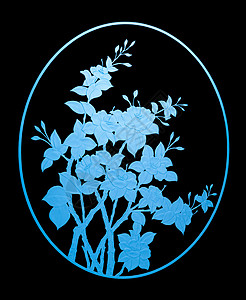 圆玻璃黑色背景上蓝色玻璃花的风格Name背景