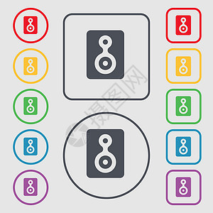 视频磁带图标符号 圆形上的符号和带有框架的平方按钮图片