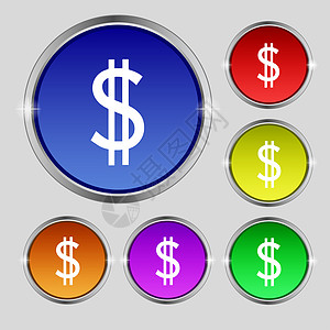 美元符号图标 美元货币符号 金钱标签 一组彩色按钮徽章插图海豹价格质量折扣邮票零售市场令牌图片