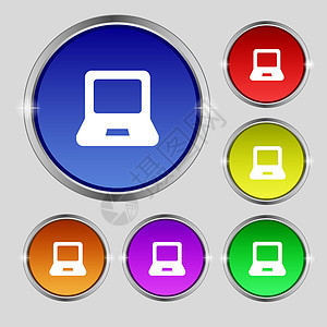 笔记本图标符号 亮彩色按钮上的圆形符号互联网笔记绘画网络商业监视器桌面剪裁钥匙展示图片