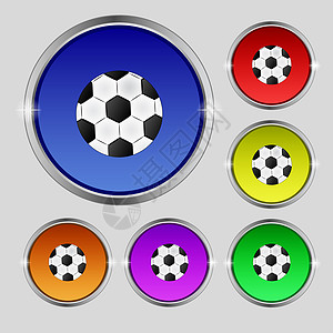 足球球符号图标 足球运动符号 设置多彩的按钮令牌游戏竞赛标签玩家插图训练联盟团队质量图片