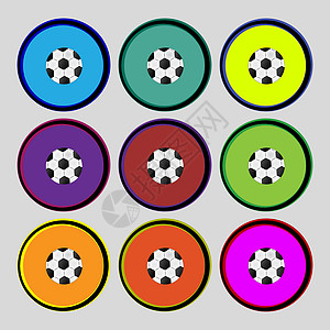足球球符号图标 足球运动符号 设置多彩的按钮质量团队令牌创造力游戏训练玩家竞赛联盟角落图片