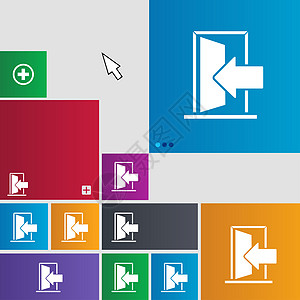 门 进入或退出图标标志 地铁风格按钮 带有光标指针的现代界面网站按钮框架插图质量房子入口创造力徽章标签房间图片