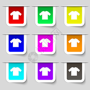 T恤图标符号 一套多色现代标签 用于设计您的设计图片