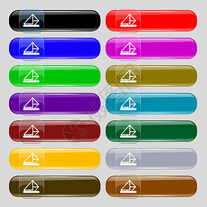 字母 信封 邮件图标符号 从14个多色的玻璃按钮中设置 并放置文字位置图片