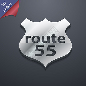 55 号公路公路图标符号 3D 风格 时尚 现代的设计 为您的文字留出空间 光栅化图片