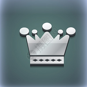 Crown 图标符号 3D 风格 Trendy 具有文本空间的现代设计 Raster服务界面字体电脑女王力量金属个性创造力插图图片