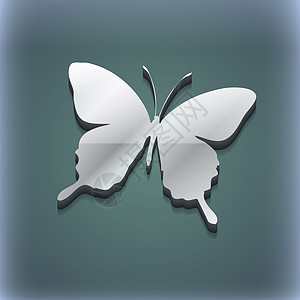 蝴蝶图标符号 3D 样式 Trendy 带有文本空间的现代设计 Raster君主动物夹子绘画翅膀团体野生动物插图风格曲线图片