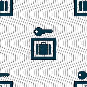 行李存储图标符号 无缝图案和几何纹理服务商业手提包游客手提箱假期旅行篮子网络刷子图片