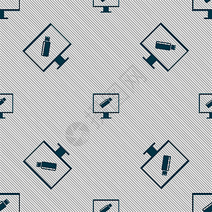 usb 闪存驱动器和监视器符号图标 视频游戏符号 无缝模式与几何纹理海豹电脑闪光圆圈按钮驾驶竞赛互联网控制器邮票图片