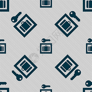 行李存储图标符号 无缝图案和几何纹理刷子店铺盒子贮存旅游货物篮子手提包服务菜单图片