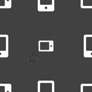 表格图标符号 灰色背景上的无缝图案电话笔记本电子展示技术屏幕电脑通讯器互联网工具图片