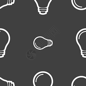 灯泡图标符号 灰色背景上的无缝图案创新网络涂鸦收藏电子产品荧光活力风暴玻璃技术图片