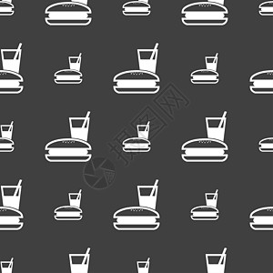 菜单框图标符号 在灰色背景上无缝模式面条插图烹饪餐厅午餐电脑用餐送货油炸学校图片