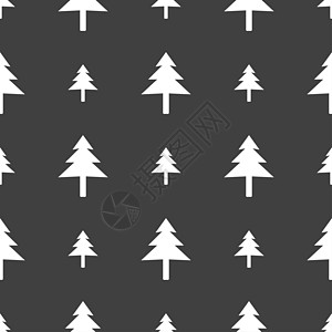 圣诞树图标符号 灰色背景上的无缝图案墙纸环境木头庆典礼物生长极简森林问候语植物学图片