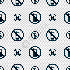 移动电话是被禁止的图标符号 无缝模式与几何纹理警报警告招牌指示牌插图通讯器横幅冒险注意力电话图片