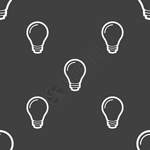 灯泡图标符号 灰色背景上的无缝图案网络荧光玻璃照明电气收藏技术风暴绘画电子产品图片