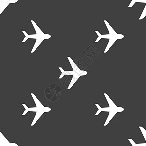 平面图标符号 灰色背景上的无缝图案喷射飞机船运车辆航班旅行速度乘客商业飞机场图片