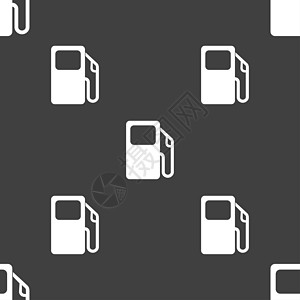 汽车加油站图标符号 灰色背景上的无缝模式横幅力量活力环境展示燃料汽油柱子机械气体图片