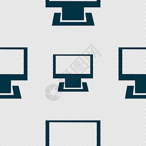 计算机宽屏监视器符号图标 无缝抽象背景 有几何形状圆圈徽章电脑质量标签展示按钮导航网络海豹图片