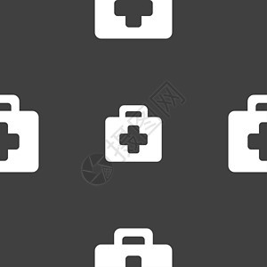 急救箱图标符号 在灰色背景上无缝模式保健治疗卫生健康救援医生帮助援助医疗事故图片