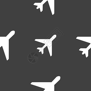 图标符号 灰色背景上的无缝图案旅行乘客航班天空航空公司运输空气挡泥板绝缘飞机图片