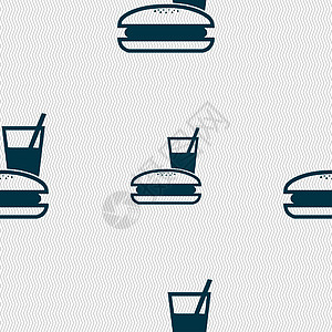 午餐框图标符号 无缝模式与几何纹理美食学校汉堡土豆油炸店铺电脑咖啡店用餐烹饪图片