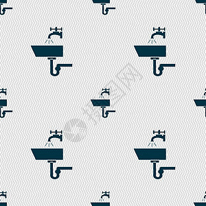 Washbasin 图标符号 无缝抽象背景 有几何形状电镀衣帽间龙头卫生间洗手间制品浴室洗澡房间盥洗图片