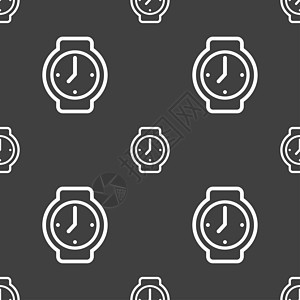手表图标符号 灰色背景上的无缝图案时间测量跑表小时技术界面速度收藏网络警报图片