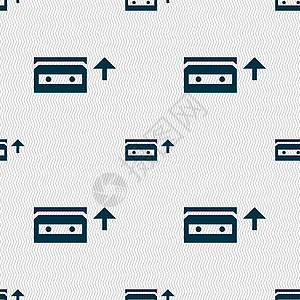 音频磁带图标符号 无缝图案和几何纹理持有者岩石立体声派对录音机绘画标签玩家歌曲盘子图片