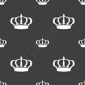 皇冠图标符号 在灰色背景上的无缝模式简写女王珠宝财富典礼版税古董王国皇帝王子图片