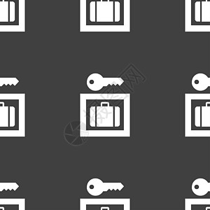 行李存储图标符号 灰色背景上的无缝图案盒子假期菜单贮存旅游店铺手提包插图网络篮子图片