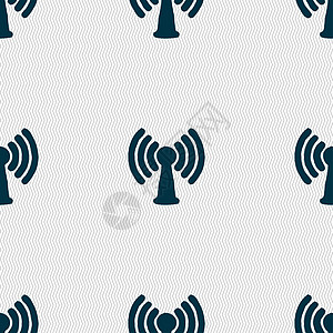 Wifi 互联网图标标志 与几何纹理无缝模式技术网站海浪电子上网车站概念全球卫星广播图片