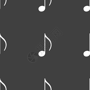 音符 音乐 铃声图标符号 灰色背景上的无缝图案播放歌曲玩家制作者光盘记录音乐播放器插图打碟机笔记图片