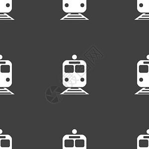 列图标符号 灰色背景上的无缝图案列车座位路线火车旅游服务车轮喷射运输旅行图片