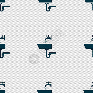 Washbasin 图标符号 无缝抽象背景 有几何形状龙头衣帽间陶瓷制品房子洗手间盥洗电镀卫生洗澡图片