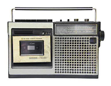 旧式无线电磁带录音机音乐低音磁带电子白色播送收音机体积盒子扬声器图片