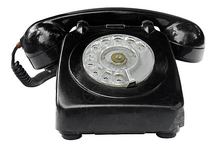 白色背景上隔离的旧旧电话图片