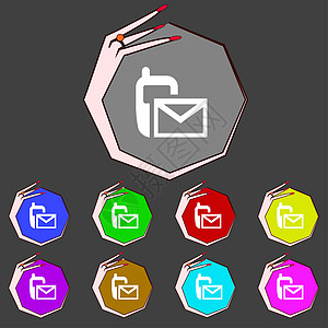 邮件图标 信封符号 设置颜色按钮短信网站质量互联网文档徽章电子邮件网络海豹插图图片