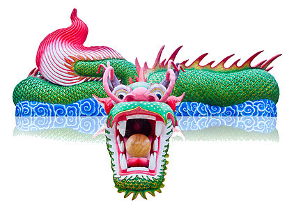 多彩多彩的中国金龙雕像背景图片