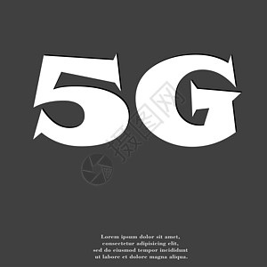 5G 图标符号 Flat 现代网络设计 有长阴影和文字空间插图标签数据质量互联网电话令牌技术标准按钮图片