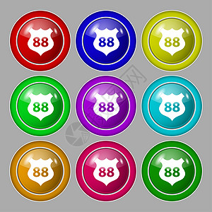 88号公路的高速公路图标符号 9个圆色按钮上的符号图片