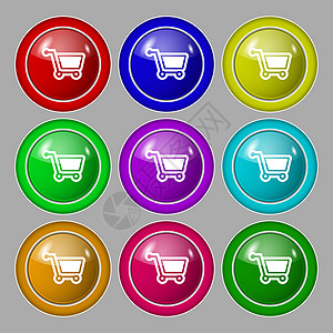9圆色按钮上的符号   info whatsthis送货插图收藏促销顾客零售艺术帐户购物产品图片
