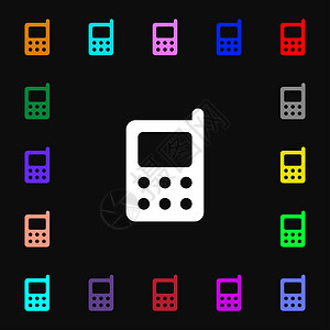 移动电话图标符号 您的设计有许多多彩的符号触摸屏手机插图工具横幅屏幕电子产品电话商业网络图片