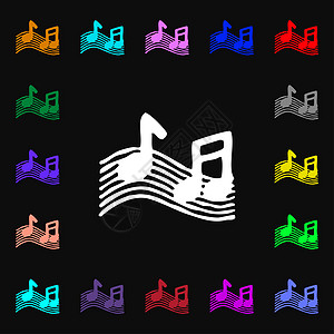 音符 音乐 铃声图标符号 您设计的很多彩色符号气氛立体声音乐播放器制作者收音机乐器记录电脑娱乐光盘图片