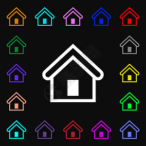 房屋图标符号 您设计时有许多多彩的符号用户建筑插图海豹互联网网站界面房子菜单标签图片