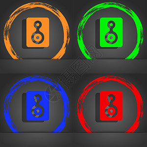 视频磁带图标符号 时尚现代风格 橙色 绿色 蓝色 绿色设计图片